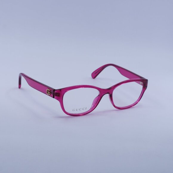 Gucci GG0717O 008 Eyeglasses Transparent Pink 51mm Rectangle Frame - Picture 1 of 11